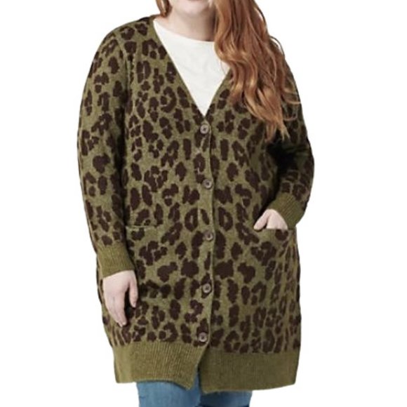 LOGO by Lori Goldstein Sweaters - LOGO by Lori Goldstein Leopard Jacquard Cardigan
